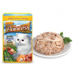 Princess Premium Chicken Thunfisch Reis 70g Nassfutterbeutel für Katzen