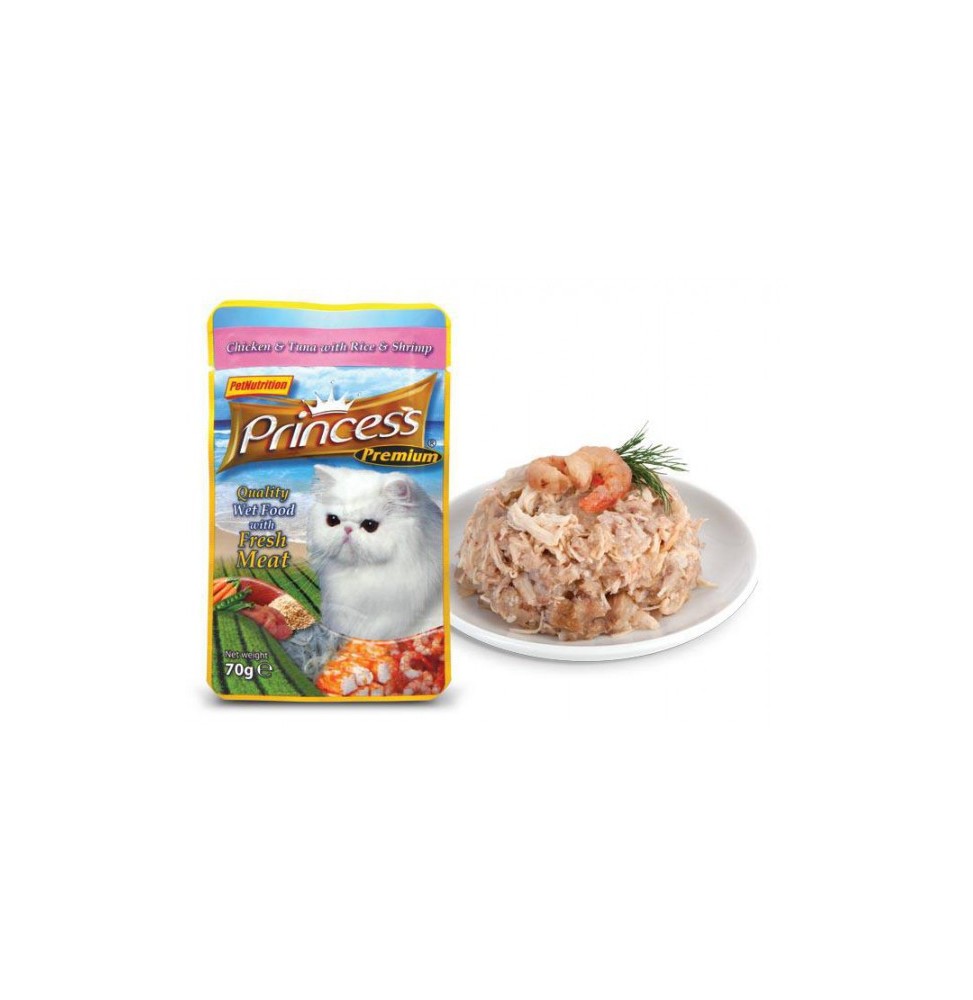 Princess Premium Kurczak Krewetki 70g mokra karma dla kota saszetka