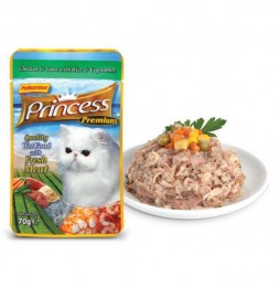 Princess Premium Kurczak Tuńczyk Warzywa 70g mokra karma dla kota saszetka