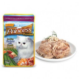 Princess Premium Chicken Thunfisch Sprotte, 70 g Nassfutterbeutel für Katzen
