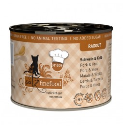 Catz Finefood Ragout Nr. 609 - Schweine- und Kalbfleisch mit Süßkartoffeln und Zucchini 180g Nassfutter für Katzen