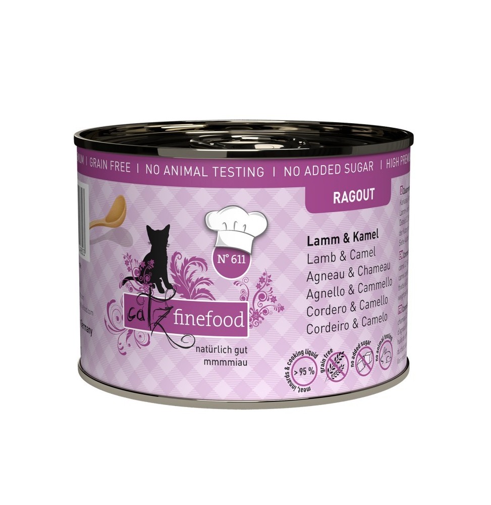 Catz Finefood Ragout No 611 lamb and camel with carrot and spinach 180g wet cat food
