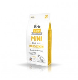 Brit Care dog mini bezzrnné chlupy a kůže 2 kg suché krmivo pro psy s lososem