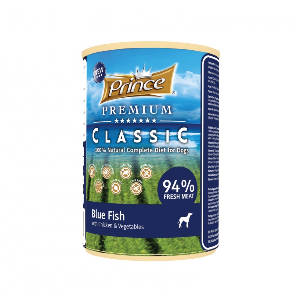 Prince Premium Classic Blue Fish Lufar with Chicken and Vegetables 400g wet dog food