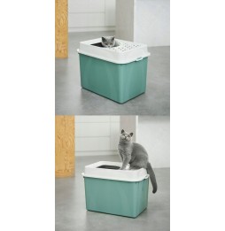 Rotho ECO BERTY cat litter box, blue/sand