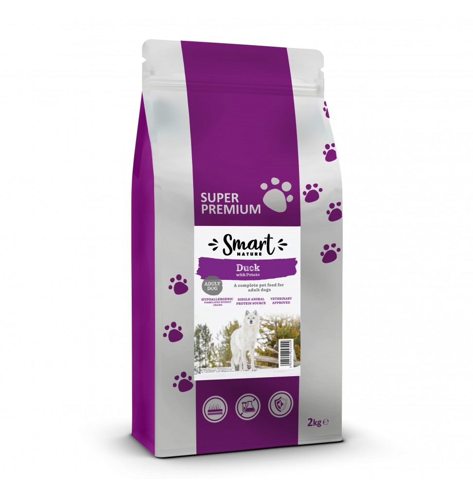 Smart Nature Dog Hypoallergenic Duck 2kg grain-free dog food made from duck meat, without chicken Veterinary Approved