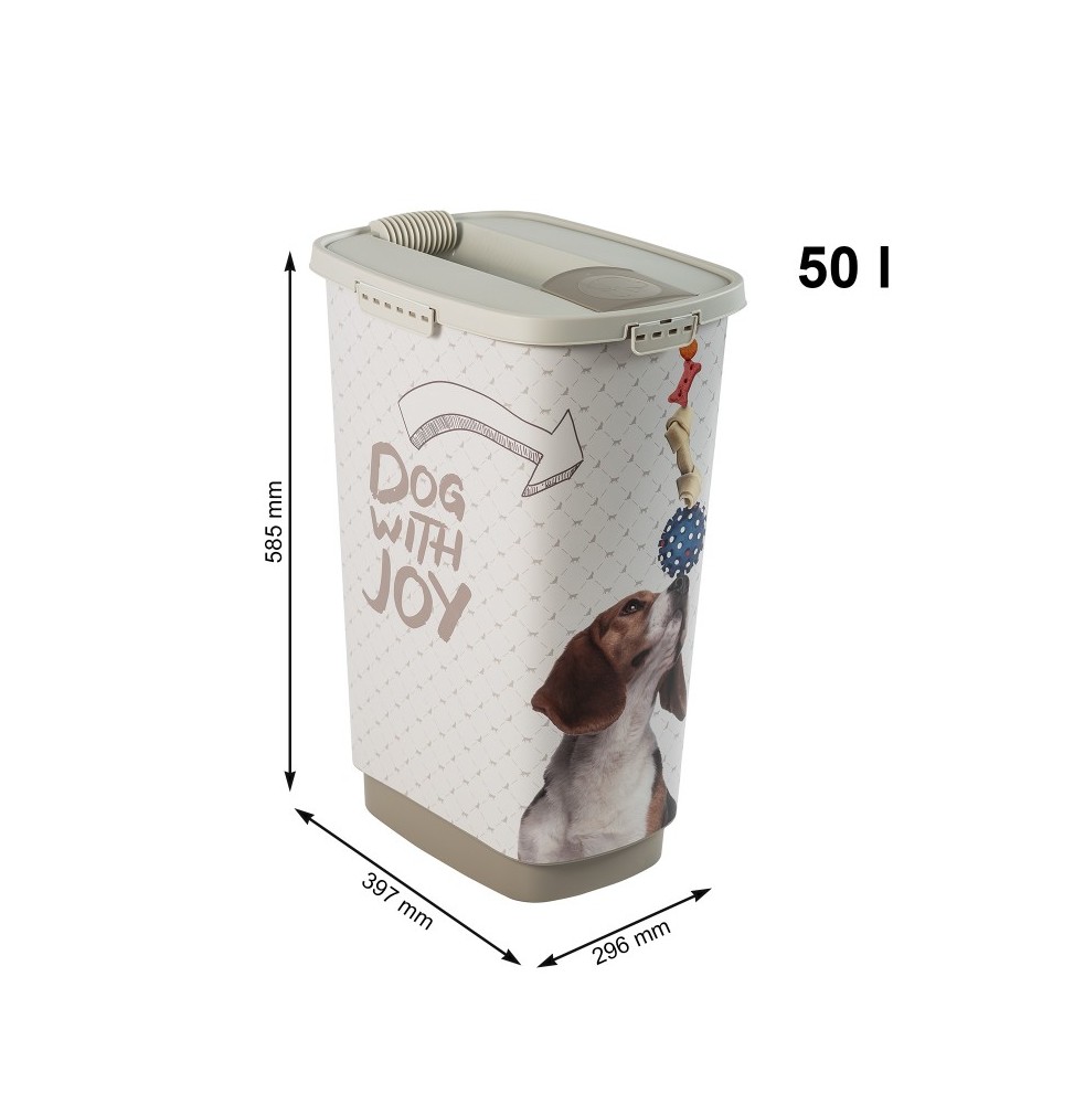 Rotho CODY food container 50 l 397x296x585 IML PET Dog with joy