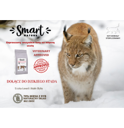 Smart Nature Cat Skin Coat 70% Fish 300g Bez zbóż 70% łososia i białych ryb, piękna sierść i skóra, koty sterylizowane