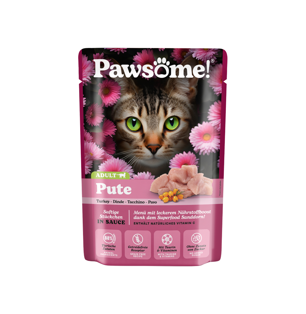 Pawsome Turkey 85g kapsička pro kočky 88% masa